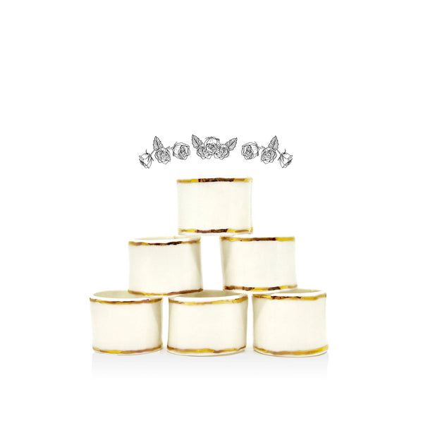 Summerill & Bishop HB Porcelain Napkin Ring With Gold Edge
