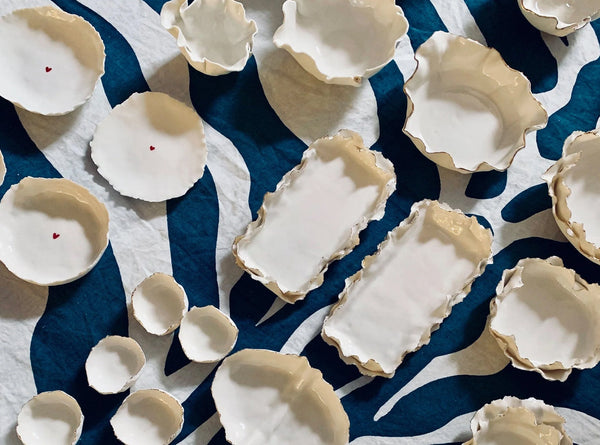 Summerill & Bishop HB Porcelain Napkin Ring With Gold Edge