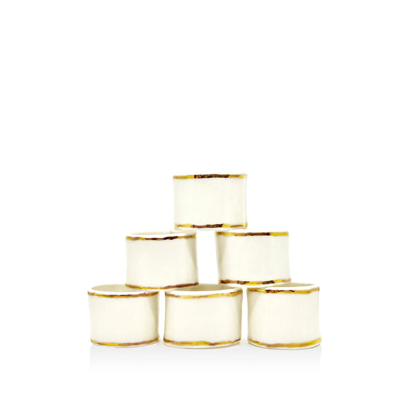 summerill & bishop HB Porcelain Napkin Ring with Gold Edge