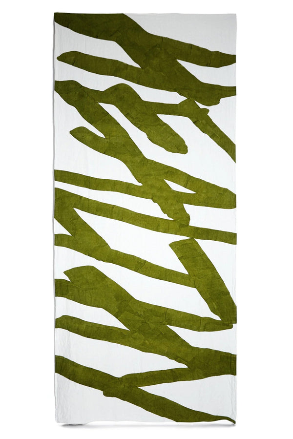 summerill & bishop 'Healthy' Word Linen Tablecloth in Avocado Green