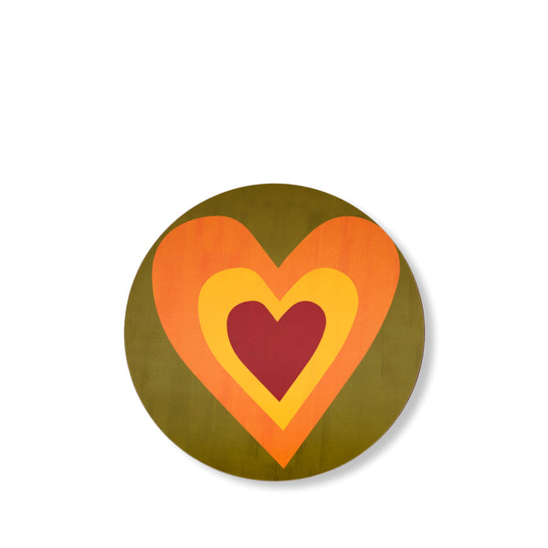 summerill & bishop Heart Cork-Backed Placemat/Charger in Avocado Green and Orange