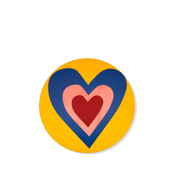 summerill & bishop Heart Cork-Backed Placemat/Charger in Lemon Yellow and Midnight Blue