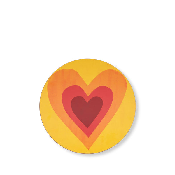 summerill & bishop Heart Cork-Backed Placemat/Charger in Lemon Yellow and Orange