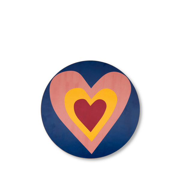 summerill & bishop Heart Cork-Backed Placemat/Charger in Midnight Blue and Rose Pink