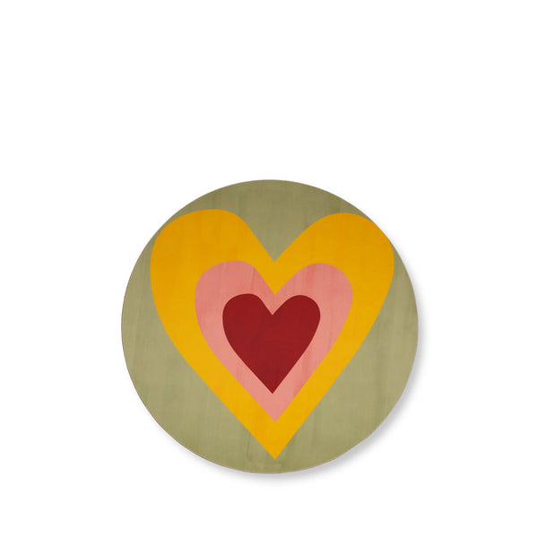 summerill & bishop Heart Cork-Backed Placemat/Charger in Pale Green and Lemon Yellow