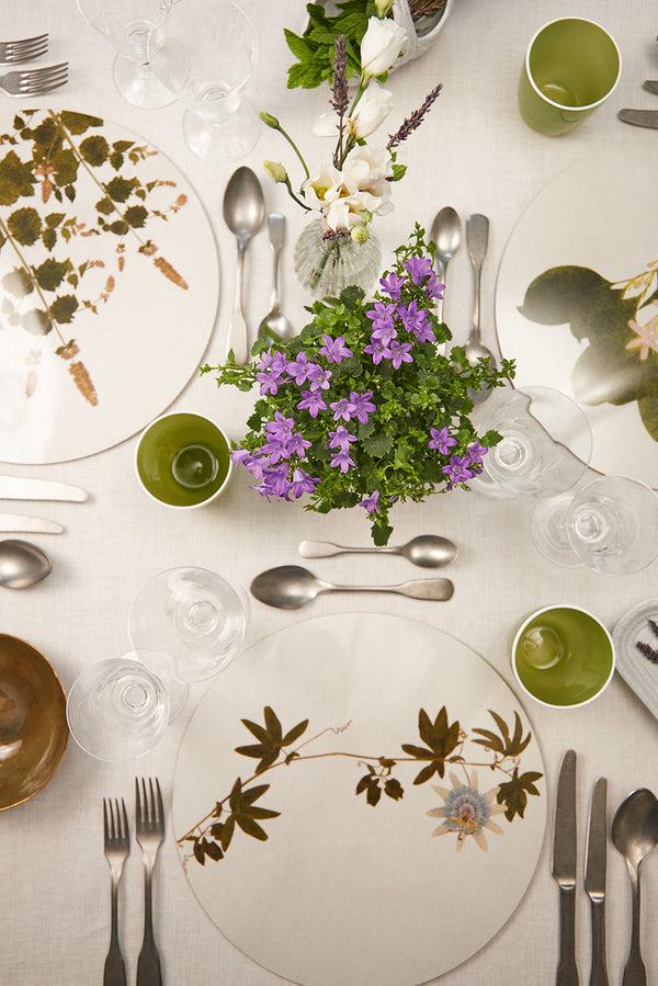 Summerill & Bishop Herbarium Round Cork-backed Placemat In Passiflora 34cm