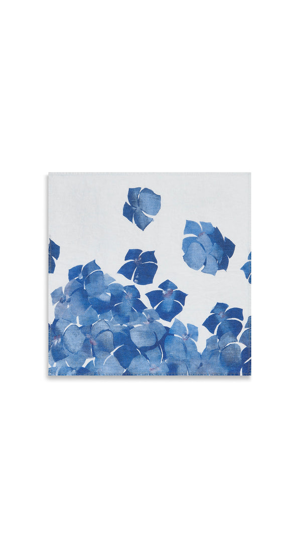 Summerill & Bishop Hydrangea Linen Napkin In Blue 50x50cm