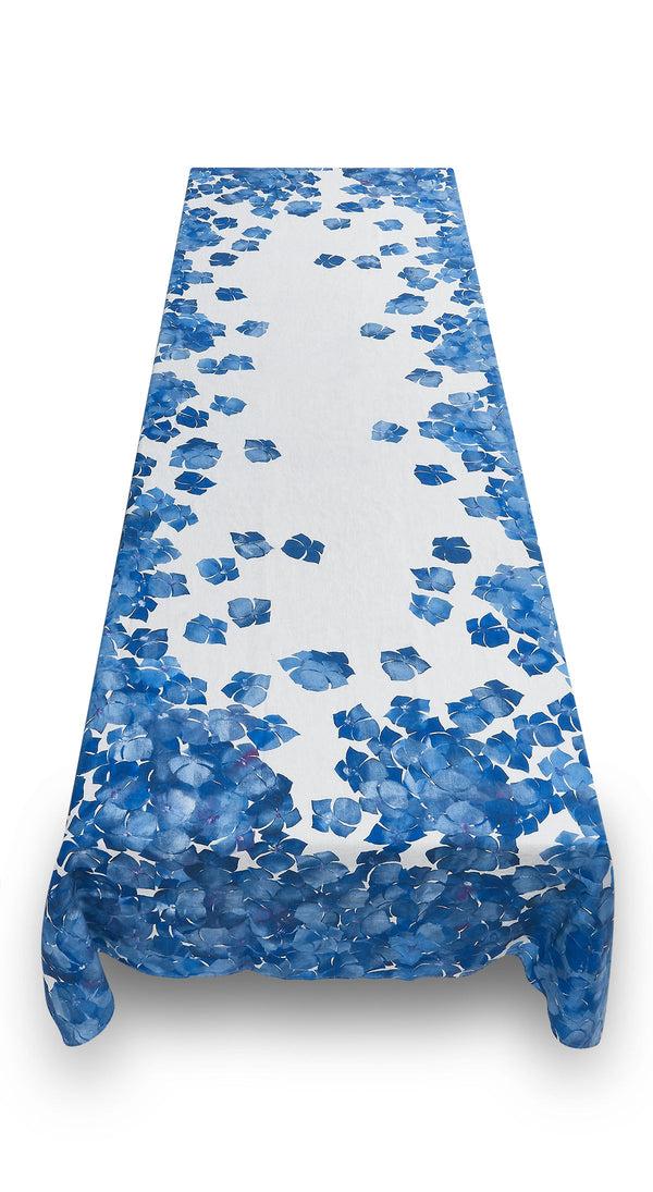 Summerill & Bishop Hydrangea Linen Tablecloth In Blue