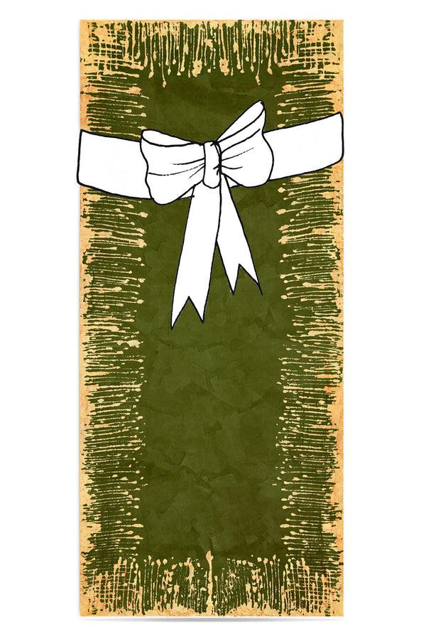 Summerill & Bishop Ink Linen Tablecloth In Avocado Green With Gold Drips