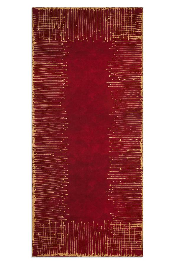 summerill & bishop 'Ink' Linen Tablecloth in Claret Red with Gold Drips