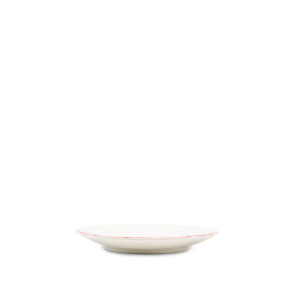 Summerill & Bishop Italian White Porcelain Dessert/Side Plate With A Red Rim 20.5cm