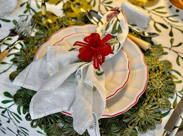 Summerill & Bishop Italian White Porcelain Dessert/Side Plate With A Red Rim 20.5cm