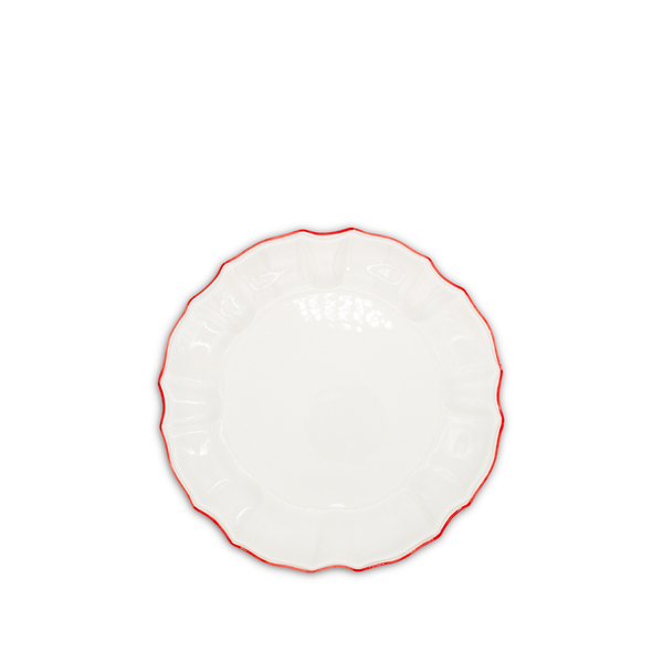 summerill & bishop Italian White Porcelain Dinner Plate with a Red Rim 27cm