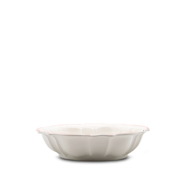 Summerill & Bishop Italian White Porcelain Salad Bowl With A Red Rim 32cm