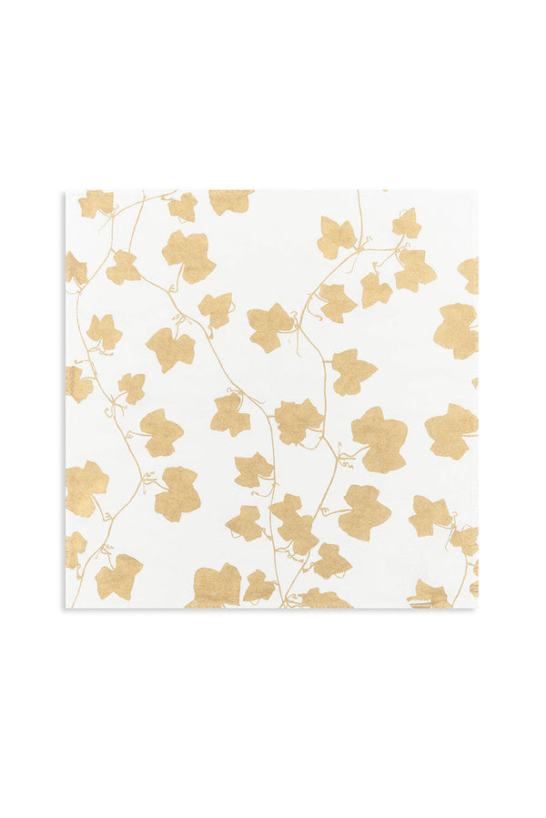 Summerill & Bishop 'Ivy' Screen Printed Linen Napkin In Gold 50x50cm