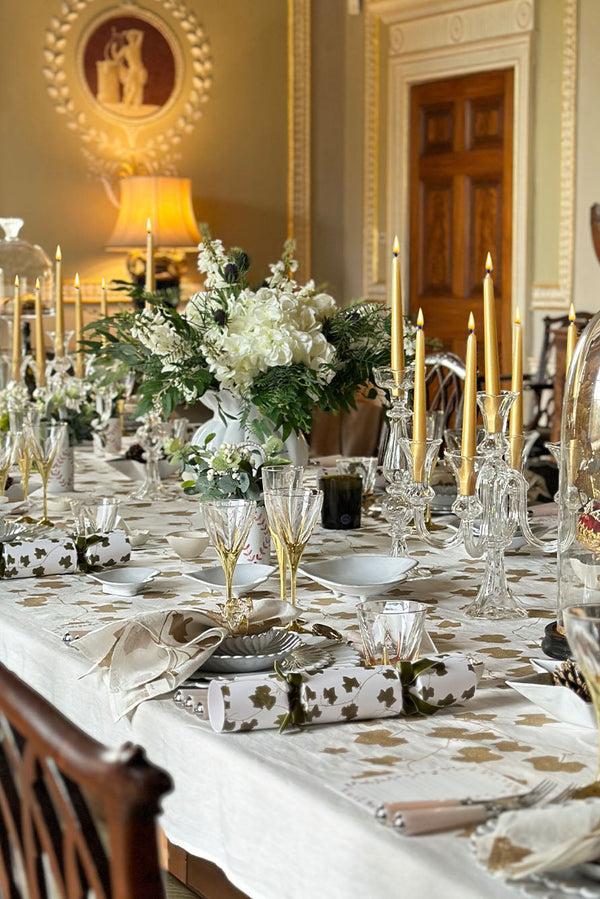 Summerill & Bishop 'Ivy' Screen Printed Linen Napkin In Gold 50x50cm