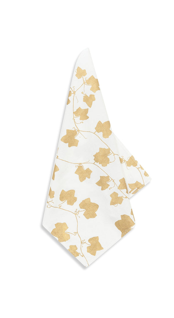 summerill & bishop 'Ivy' Screen Printed Linen Napkin in Gold 50x50cm