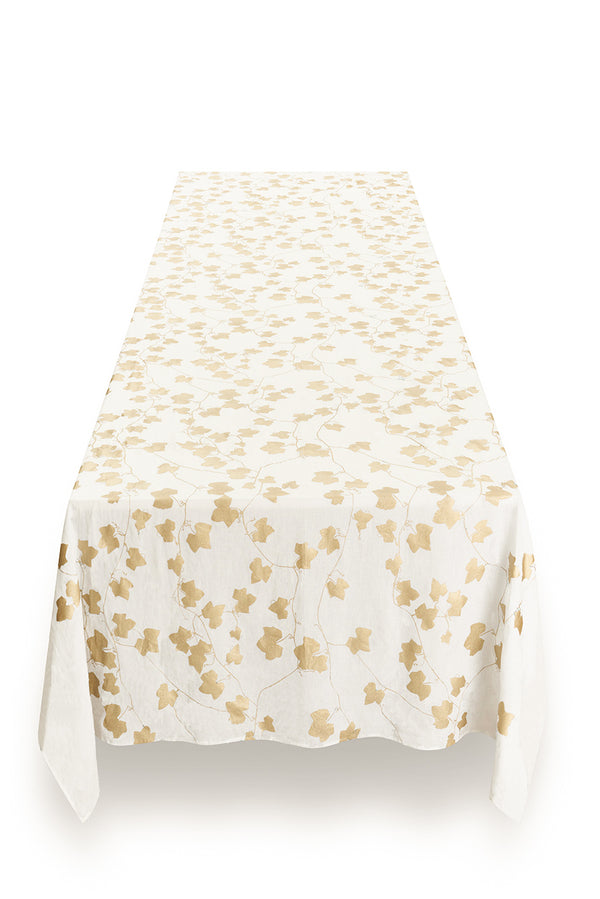 Summerill & Bishop 'Ivy' Screen Printed Linen Tablecloth In Gold