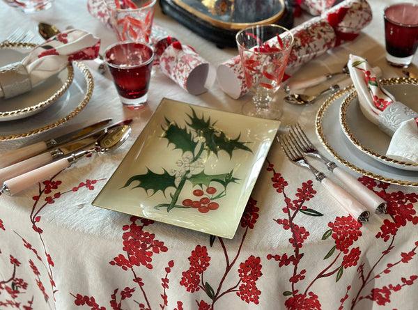 Summerill & Bishop John Derian 'Common Holly' Rectangular Tray 20 X 27cm