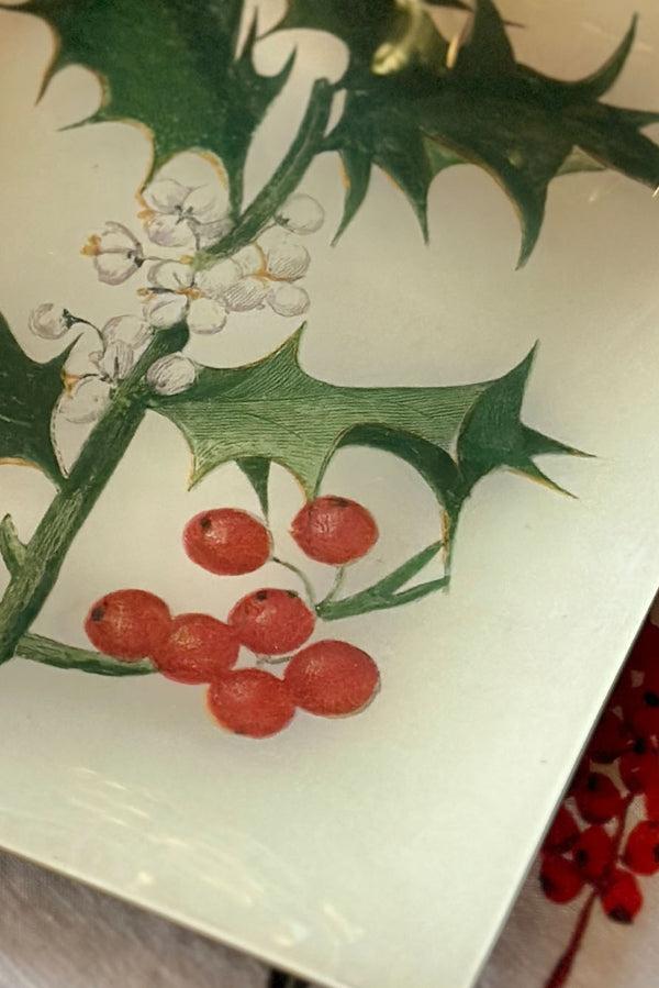 Summerill & Bishop John Derian 'Common Holly' Rectangular Tray 20 X 27cm