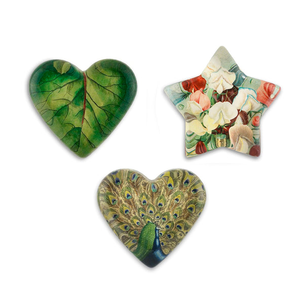 Summerill & Bishop John Derian 'Fanned Peacock' Heart Paperweight 9cm