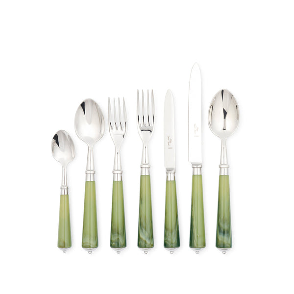 summerill & bishop Julia Green Resin & Stainless Steel 7 Piece Cutlery Set