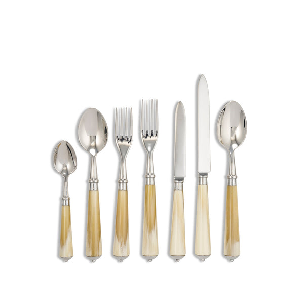 summerill & bishop Julia Light Horn Resin & Stainless Steel 7 Piece Cutlery Set