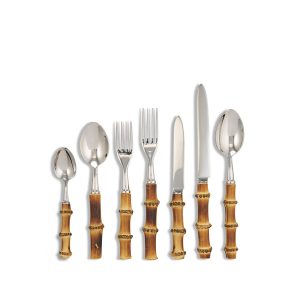 summerill & bishop Julia Natural Bamboo & Stainless Steel 7 Piece Cutlery Set