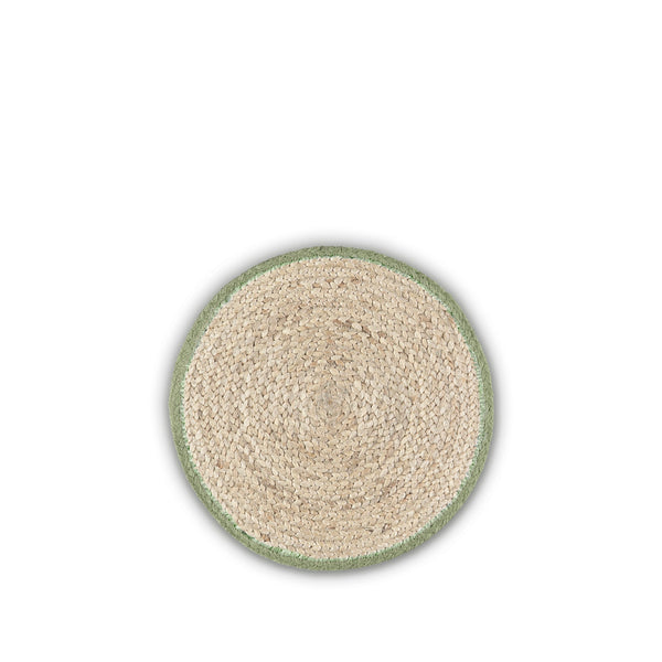 summerill & bishop Jute Placemats with Pale Green Border in Basket Set of Six