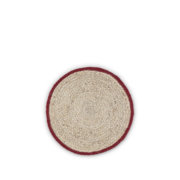 summerill & bishop Jute Placemats with Red Border in Basket Set of Six