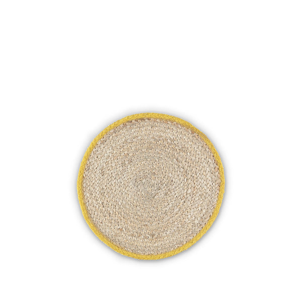 summerill & bishop Jute Placemats with Yellow Border in Basket Set of Six