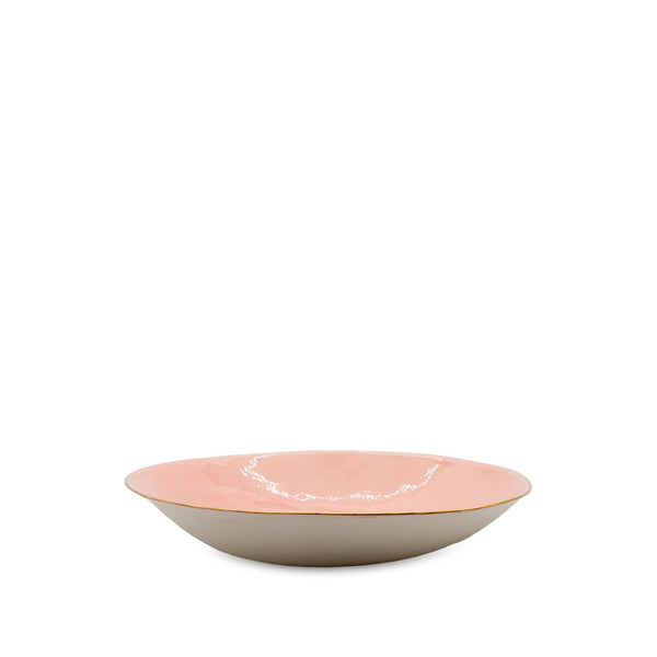Summerill & Bishop Large Pink Porcelain Serving Bowl With Gold Rim 33cm