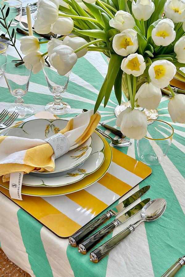 Summerill & Bishop Le Cirque Linen Tablecloth In Mint Green