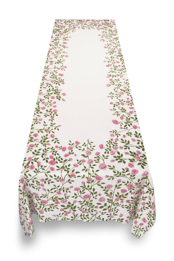 Summerill & Bishop 'Le Jardin Des Roses' Linen Tablecloth In Pink & Green