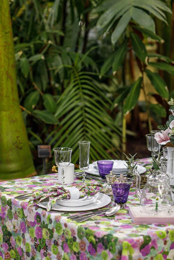 Summerill & Bishop 'Le Marché Aux Fleurs' Linen Napkin In Purple Pink And Green 50x50cm