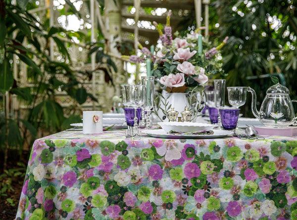 Summerill & Bishop 'Le Marché Aux Fleurs' Linen Tablecloth In Purple Pink And Green