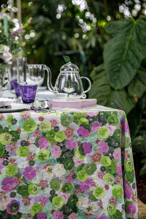 Summerill & Bishop 'Le Marché Aux Fleurs' Linen Tablecloth In Purple Pink And Green