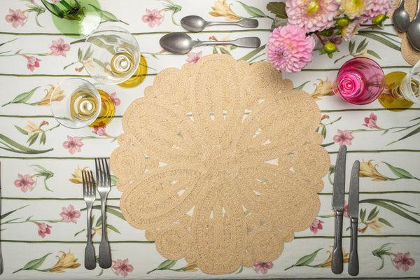 Summerill & Bishop 'Lena' Handwoven Flower Placemat Straw Effect 40cm