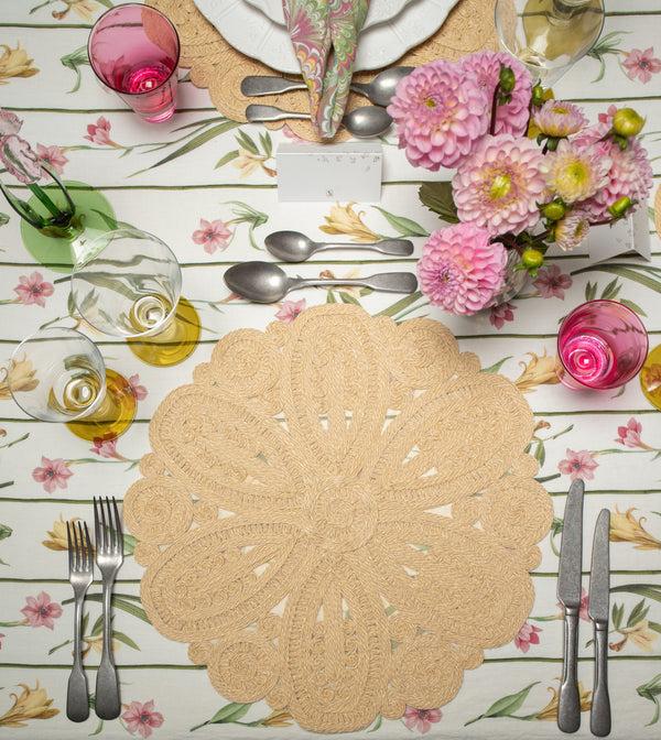 Summerill & Bishop 'Lena' Handwoven Flower Placemat Straw Effect 40cm