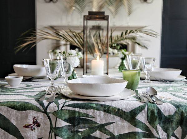 Summerill & Bishop 'Les Palmiers' Linen Tablecloth In Green
