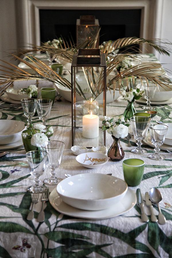 Summerill & Bishop 'Les Palmiers' Linen Tablecloth In Green