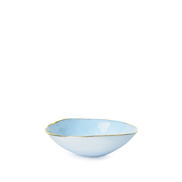 summerill & bishop Light Blue Ceramic Bowl with Gold Rim 10cm
