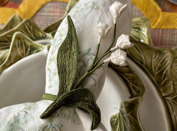 Summerill & Bishop Lily Of The Valley Embroidered Napkin Ring