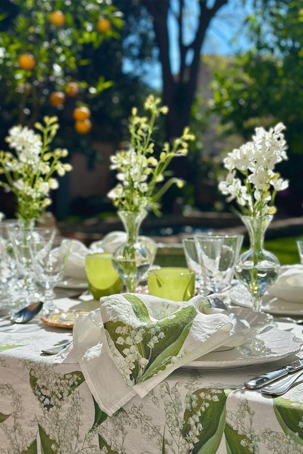 Summerill & Bishop Lily Of The Valley 'Muguet' Linen Tablecloth