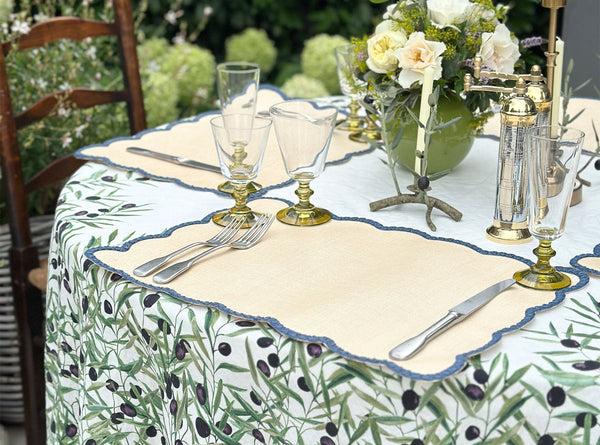 Summerill & Bishop 'Lola' Placemat With Scalloped Edge In Blue 35 X 50cm