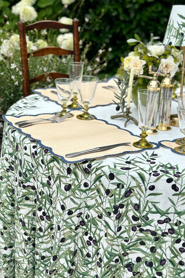 Summerill & Bishop 'Lola' Placemat With Scalloped Edge In Blue 35 X 50cm