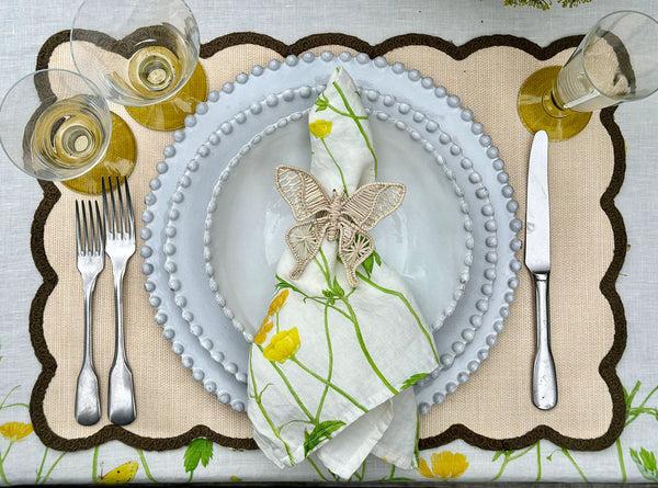 Summerill & Bishop 'Lola' Placemat With Scalloped Edge In Green 35 X 50cm