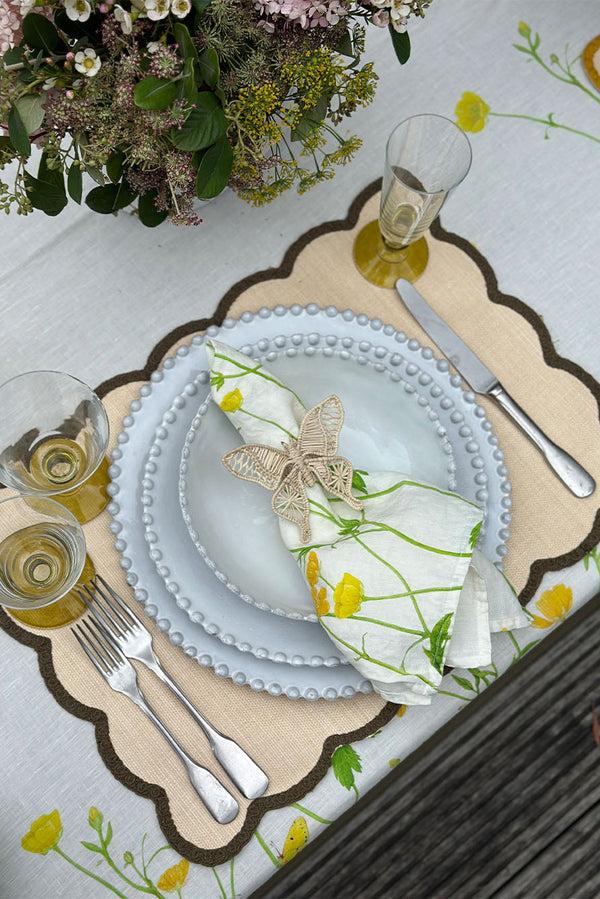 Summerill & Bishop 'Lola' Placemat With Scalloped Edge In Green 35 X 50cm