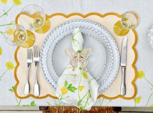 Summerill & Bishop 'Lola' Placemat With Scalloped Edge In Yellow 35 X 50cm