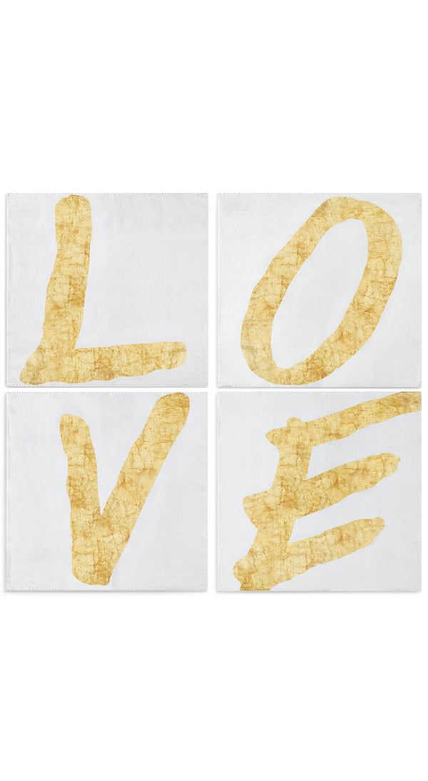 summerill & bishop 'LOVE' Alphabet Napkins Set of Four in Gold 50x50cm